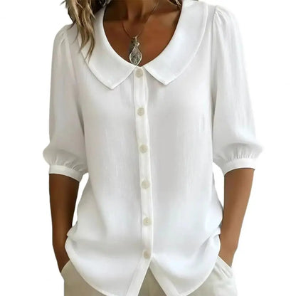 Stylub Summer Loose Blouse Shirt Women Button Tops Casual Cotton Linen Shirt Casual Short Sleeve Shirts For Women Thin Cardigan ﻿