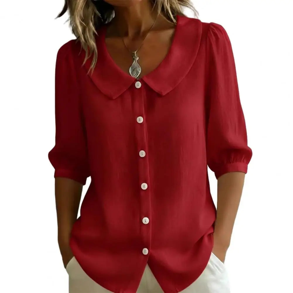 Stylub Summer Loose Blouse Shirt Women Button Tops Casual Cotton Linen Shirt Casual Short Sleeve Shirts For Women Thin Cardigan ﻿