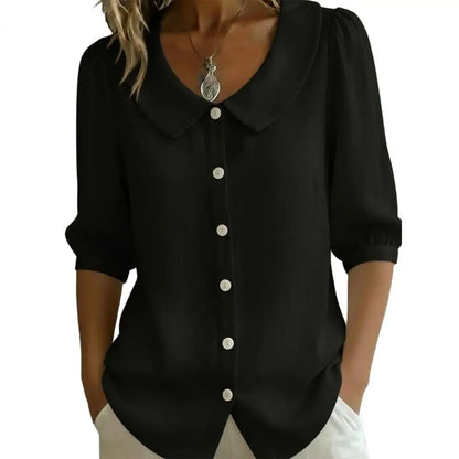 Stylub Summer Loose Blouse Shirt Women Button Tops Casual Cotton Linen Shirt Casual Short Sleeve Shirts For Women Thin Cardigan ﻿
