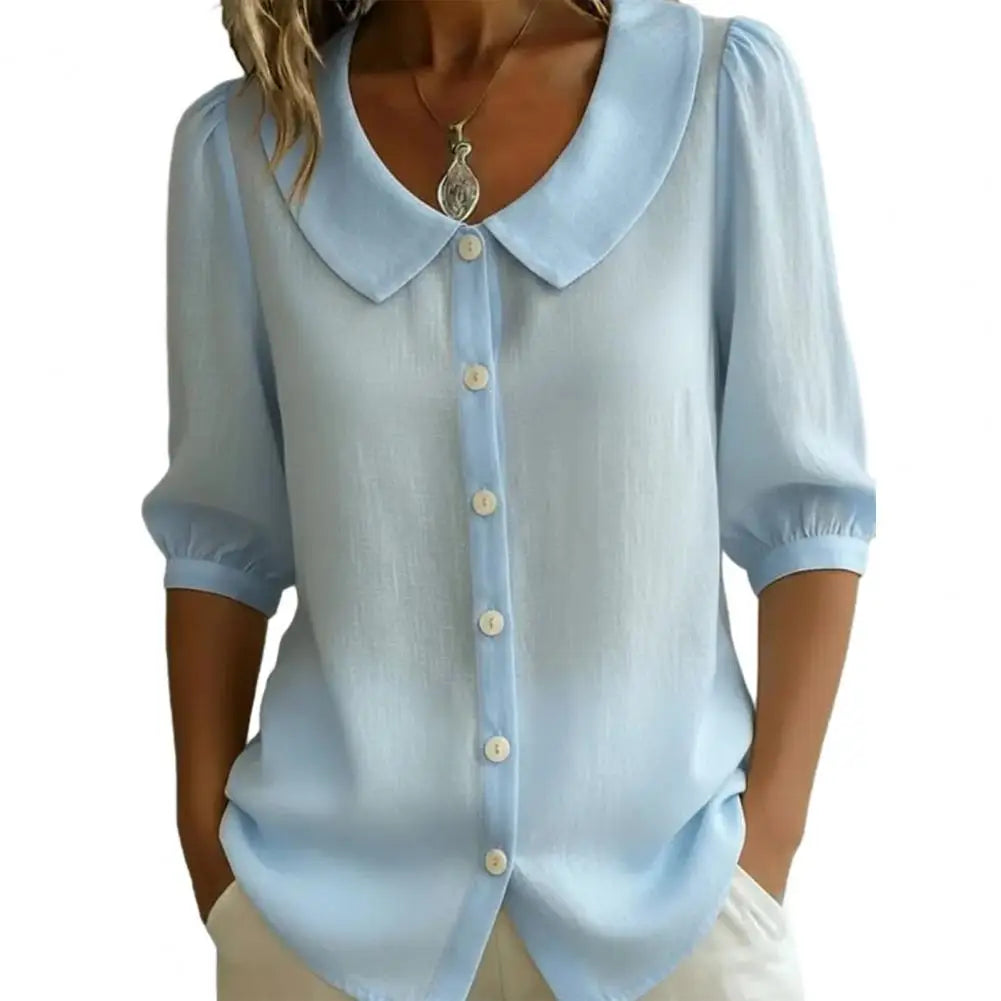 Stylub Summer Loose Blouse Shirt Women Button Tops Casual Cotton Linen Shirt Casual Short Sleeve Shirts For Women Thin Cardigan ﻿