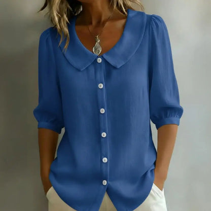 Stylub Summer Loose Blouse Shirt Women Button Tops Casual Cotton Linen Shirt Casual Short Sleeve Shirts For Women Thin Cardigan ﻿
