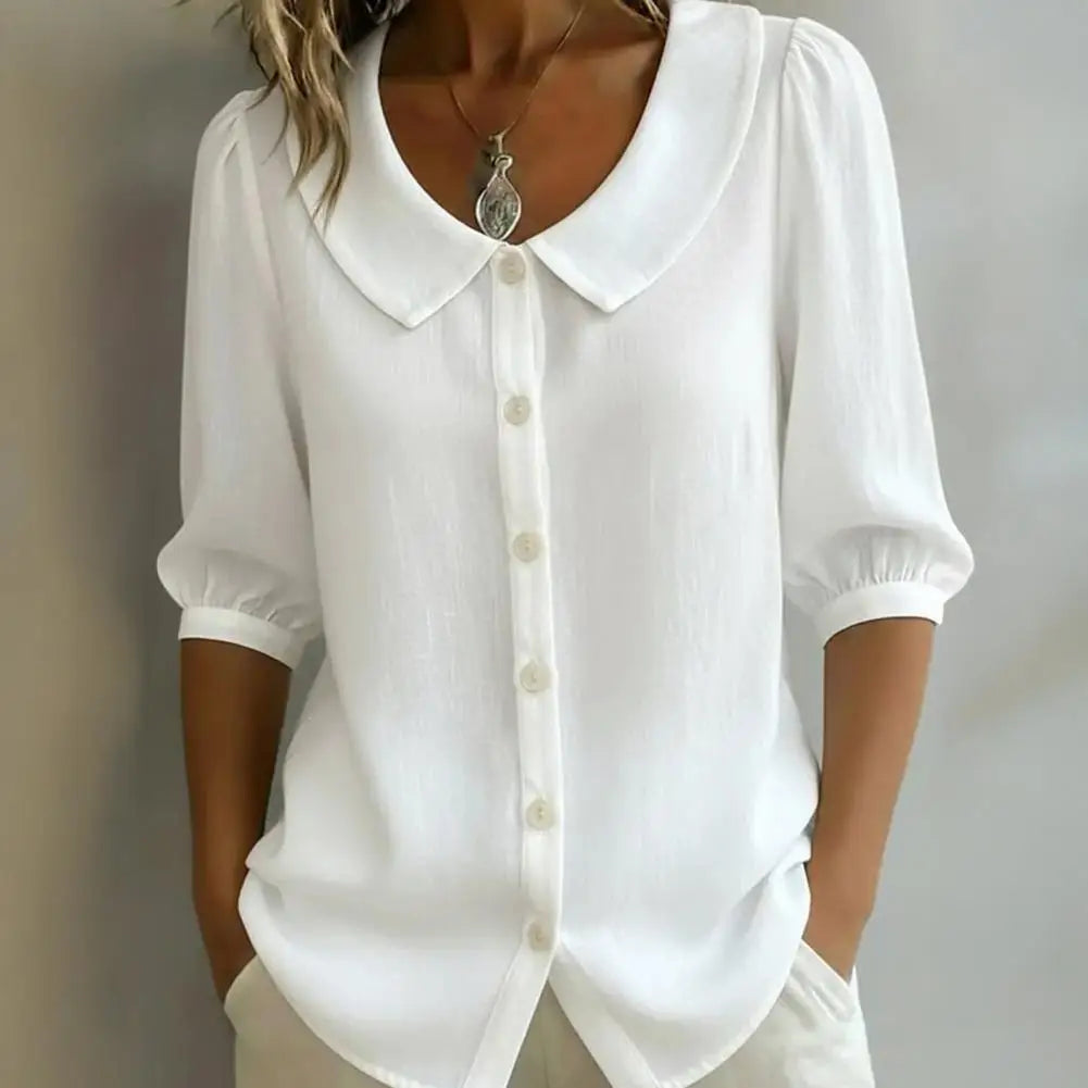 Stylub Summer Loose Blouse Shirt Women Button Tops Casual Cotton Linen Shirt Casual Short Sleeve Shirts For Women Thin Cardigan ﻿