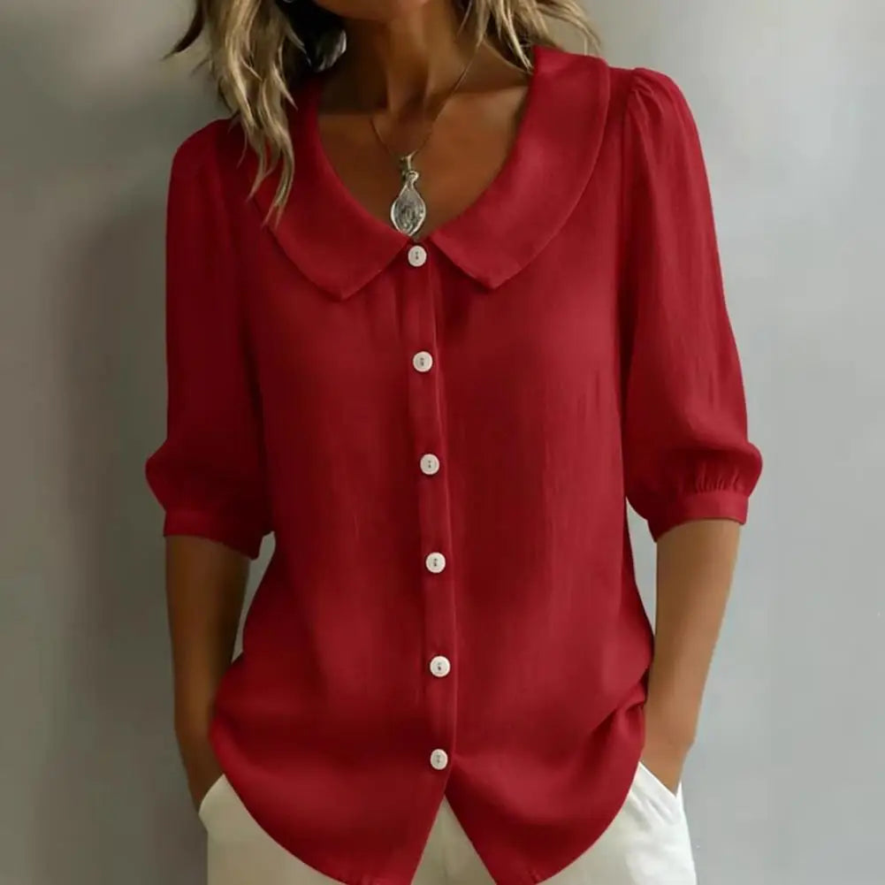 Stylub Summer Loose Blouse Shirt Women Button Tops Casual Cotton Linen Shirt Casual Short Sleeve Shirts For Women Thin Cardigan ﻿