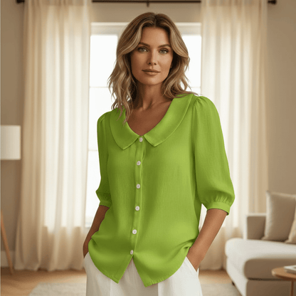 Stylub Summer Loose Blouse Shirt Women Button Tops Casual Cotton Linen Shirt Casual Short Sleeve Shirts For Women Thin Cardigan ﻿