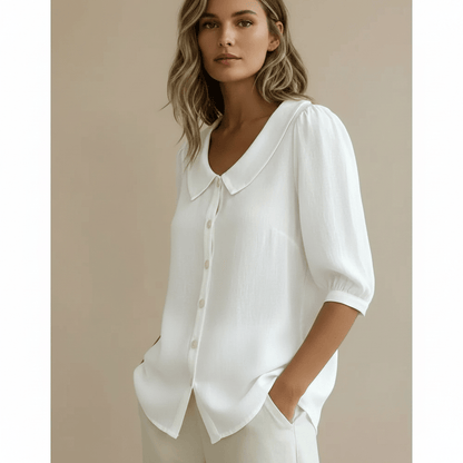 Stylub Summer Loose Blouse Shirt Women Button Tops Casual Cotton Linen Shirt Casual Short Sleeve Shirts For Women Thin Cardigan ﻿