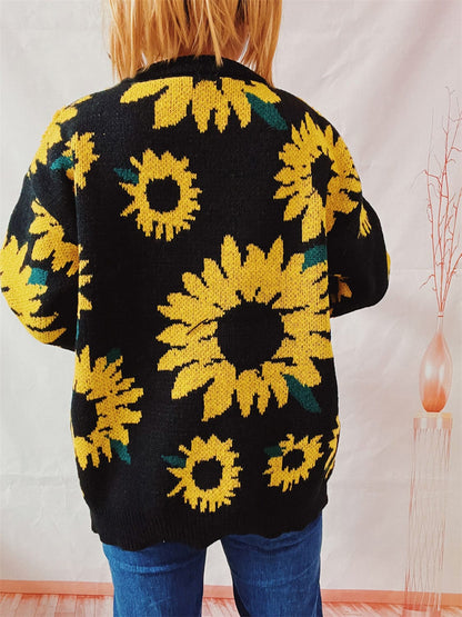 stylub Sunflower Dropped Shoulder Long Sleeve Sweater