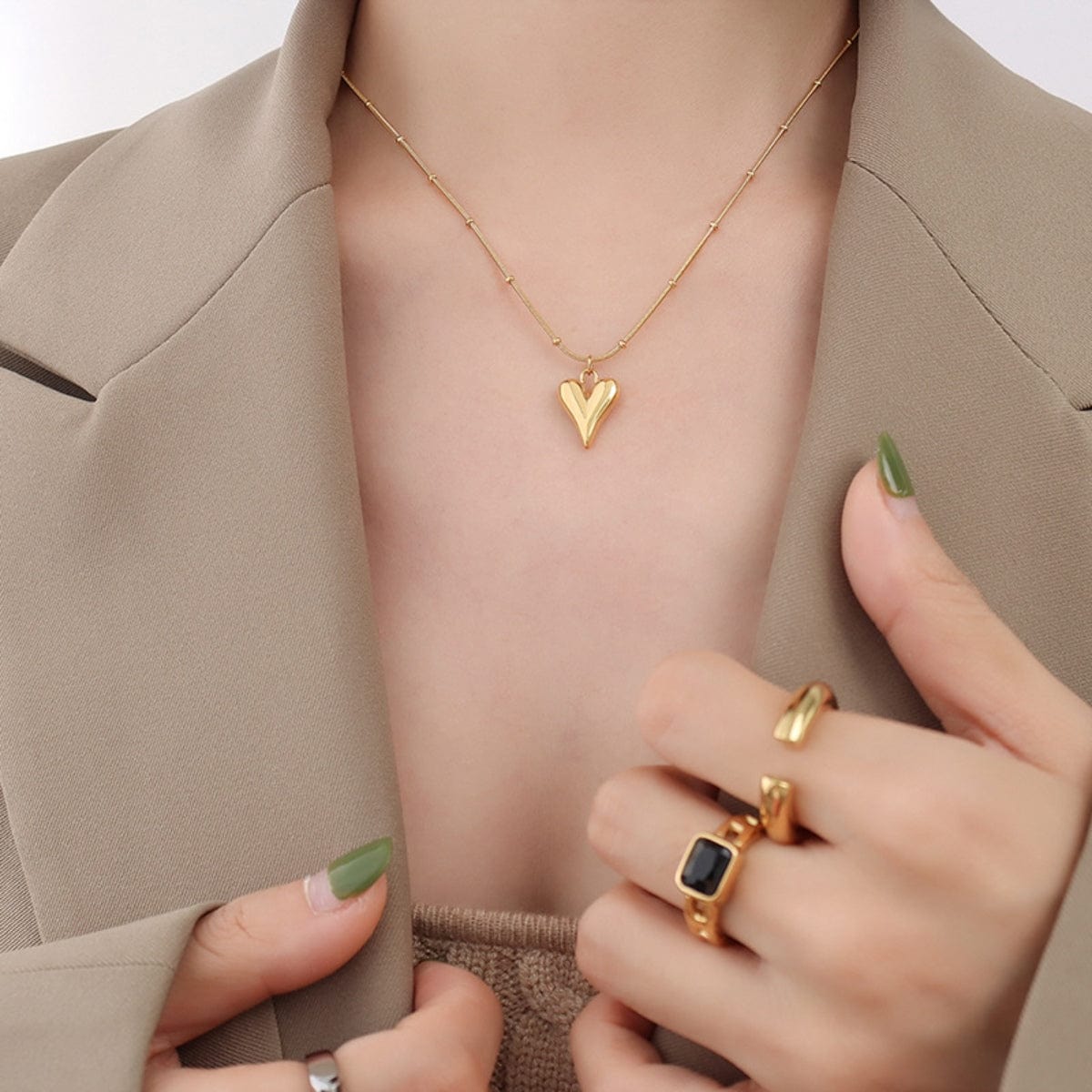 stylub Titanium Steel Heart Pendant Necklace