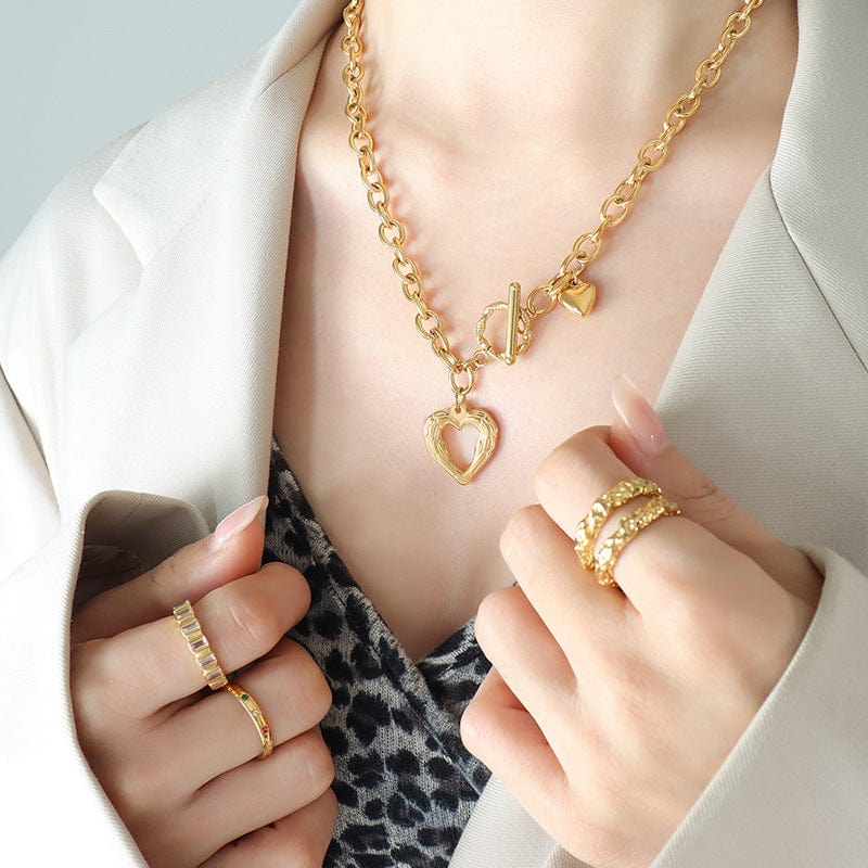 stylub Titanium Steel Heart Pendant Necklace