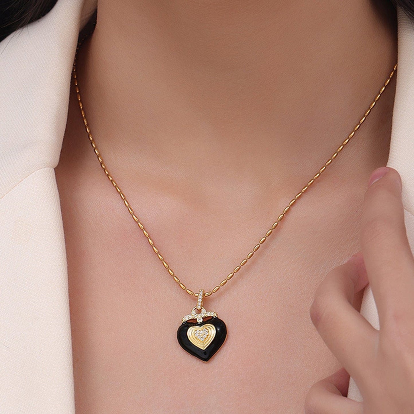 stylub Titanium Steel Heart Shape Necklace