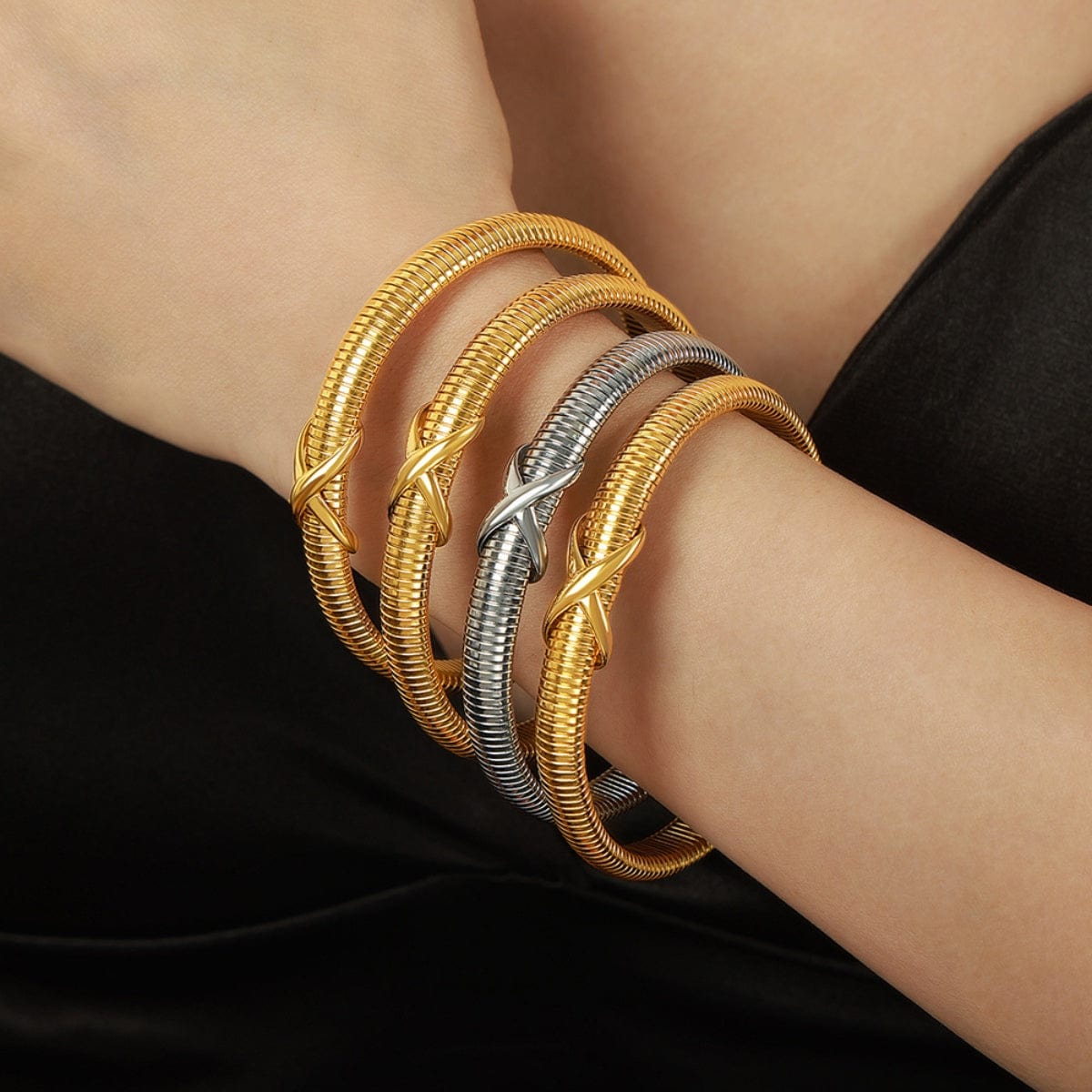 stylub Titanium Steel Spring Shape Bracelet