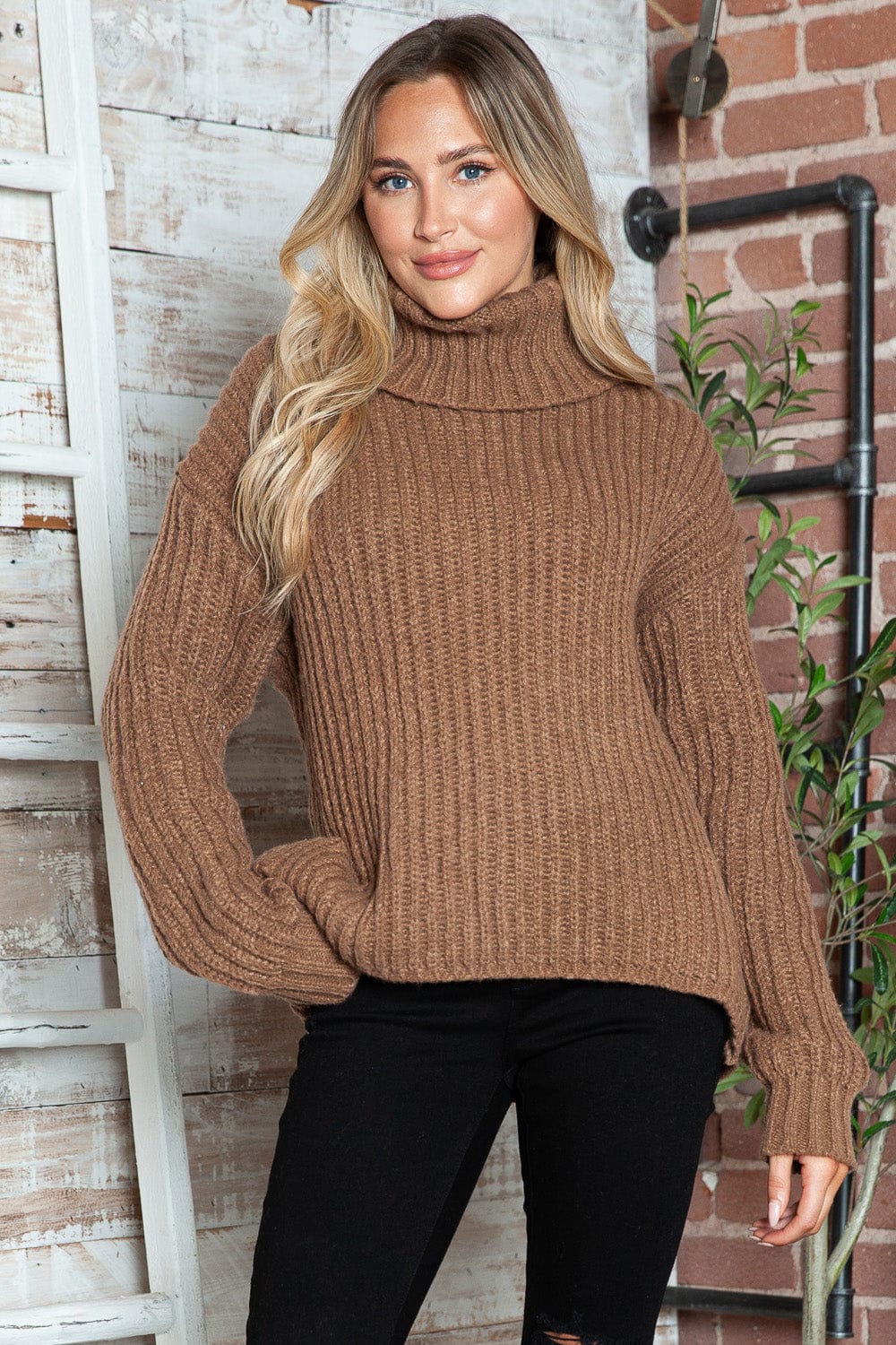 stylub Turtleneck Dropped Shoulder  Pullover Sweater