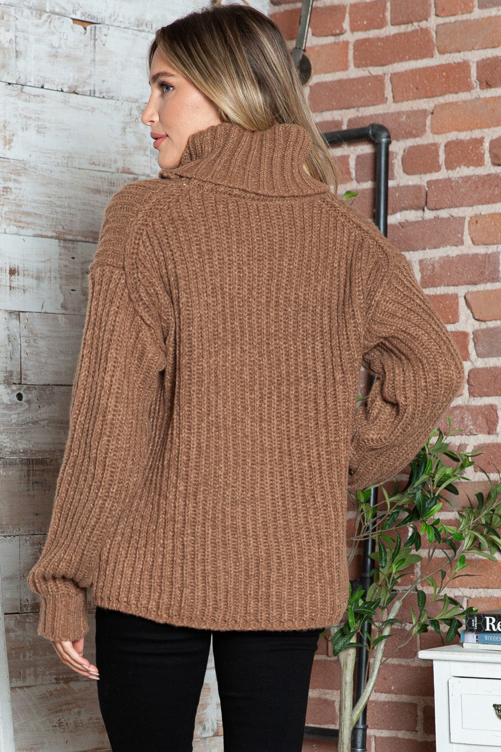 stylub Turtleneck Dropped Shoulder  Pullover Sweater
