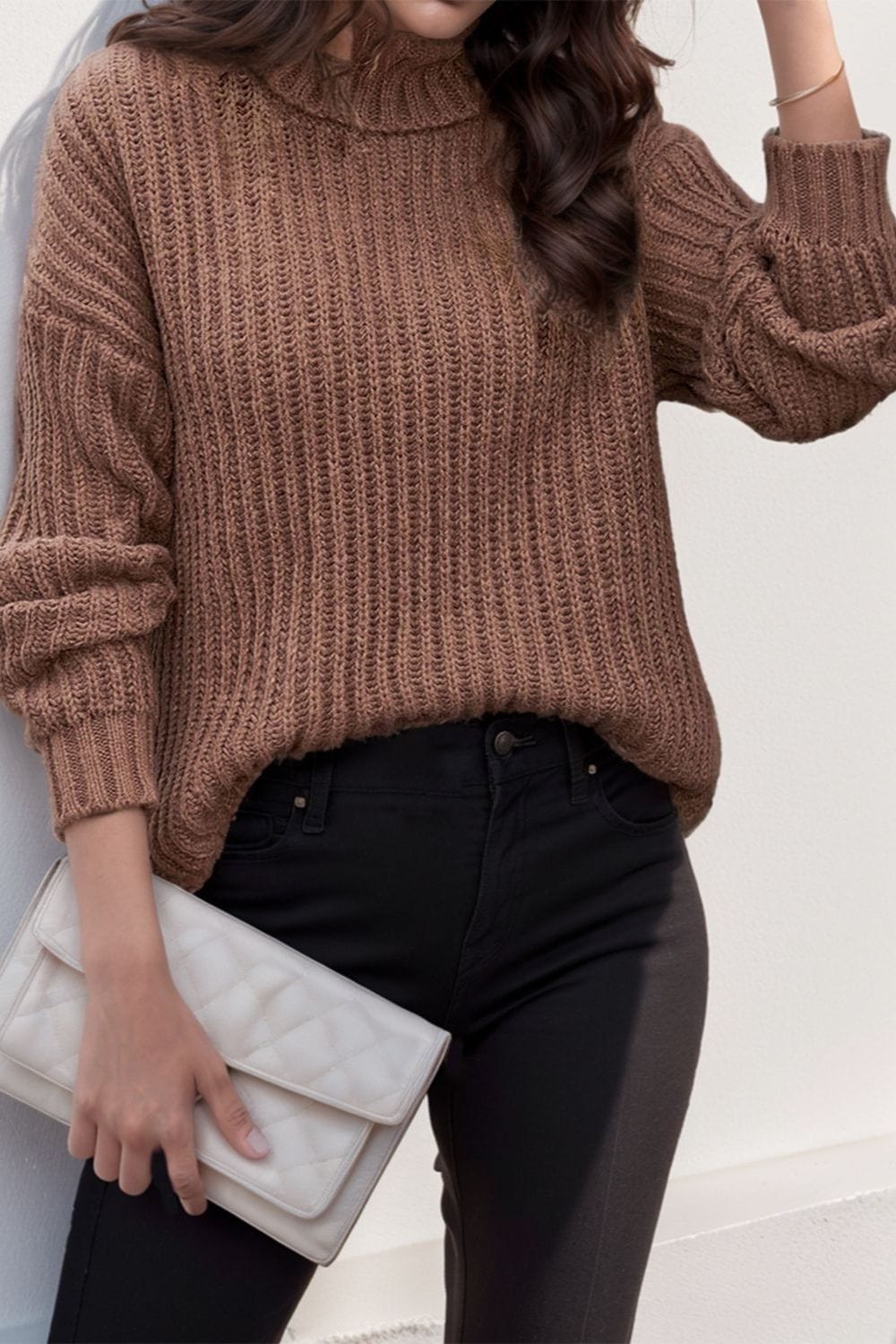 stylub Turtleneck Dropped Shoulder  Pullover Sweater