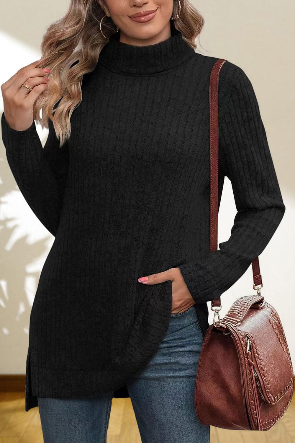 stylub Turtleneck High Low Top
