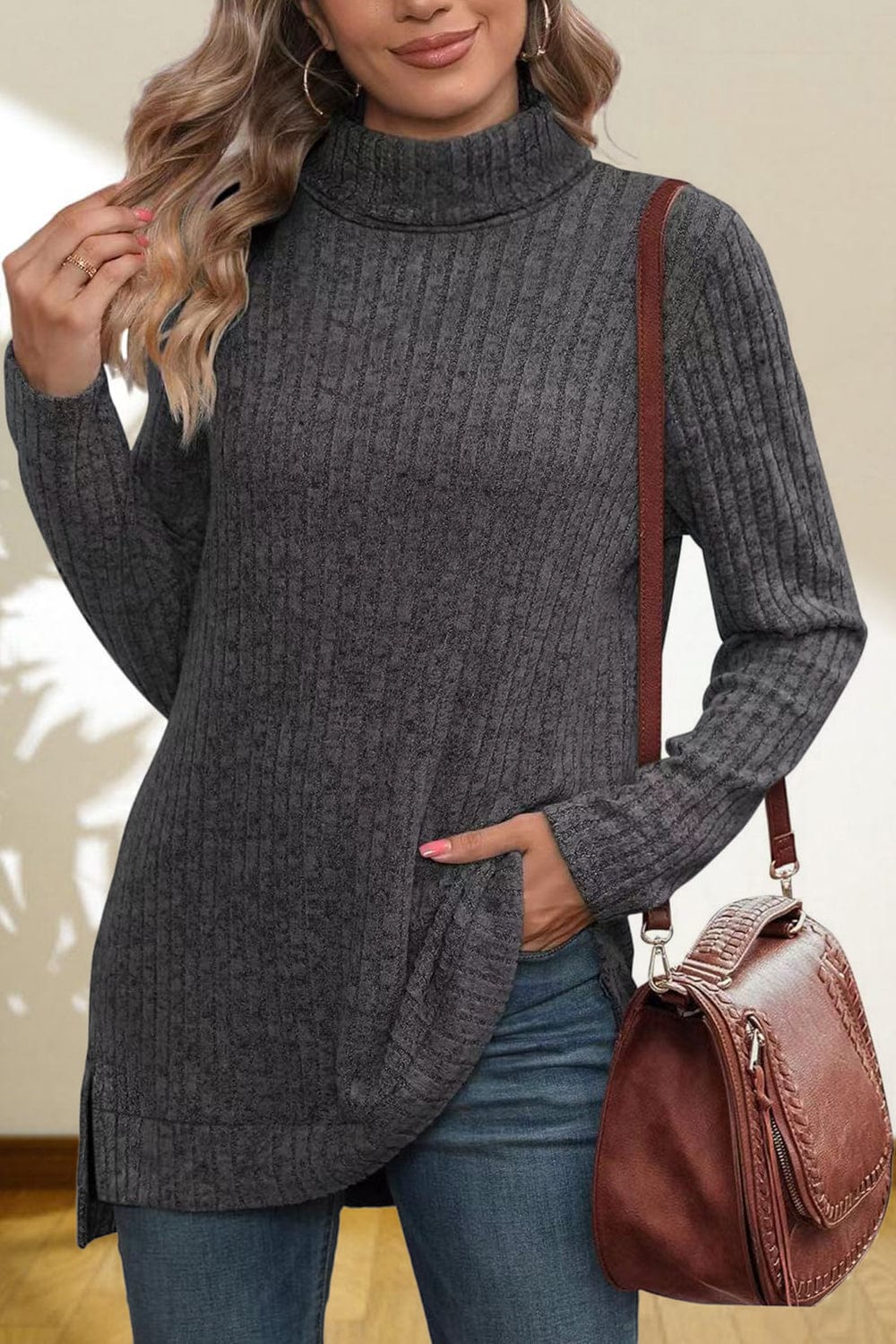 stylub Turtleneck High Low Top