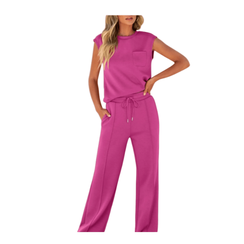 Stylub Women's Casual Sleeveless Top and Drawstring Pants 2-Piece Set