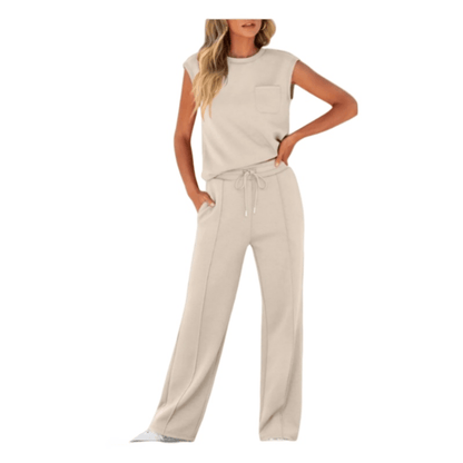Stylub Women's Casual Sleeveless Top and Drawstring Pants 2-Piece Set