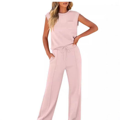 Stylub Women's Casual Sleeveless Top and Drawstring Pants 2-Piece Set