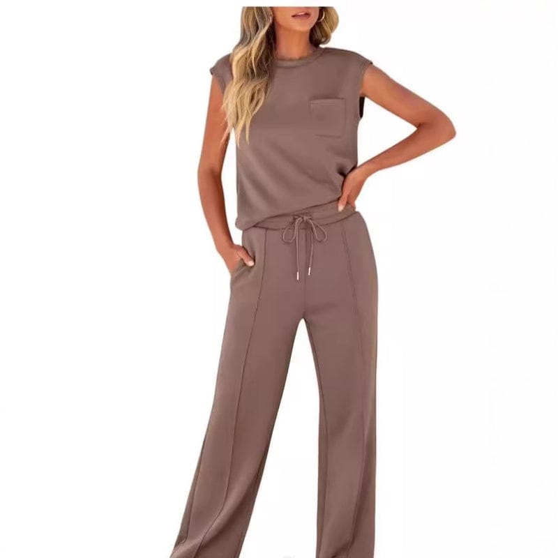 Stylub Women's Casual Sleeveless Top and Drawstring Pants 2-Piece Set