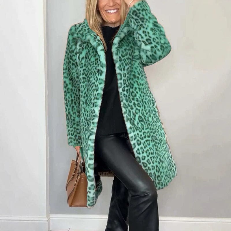 Stylub Women's Leopard Print Mid-Length Jacket