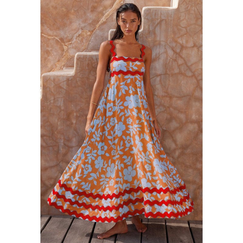 stylub Wrenley - Boho Slash Neck Maxi Dress