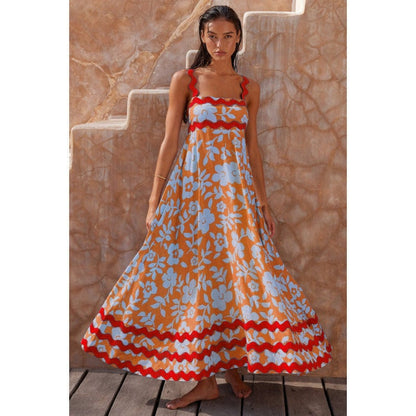 stylub Wrenley - Boho Slash Neck Maxi Dress