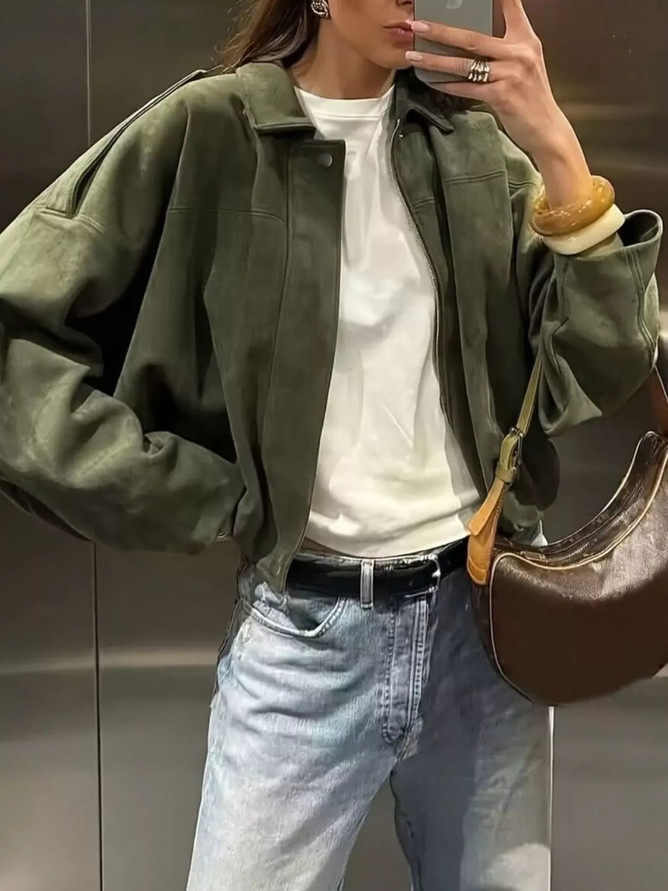 Stylub Zip Up Dropped Shoulder Jacket