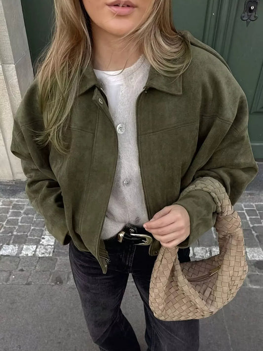 Stylub Zip Up Dropped Shoulder Jacket