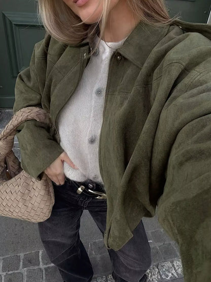 Stylub Zip Up Dropped Shoulder Jacket