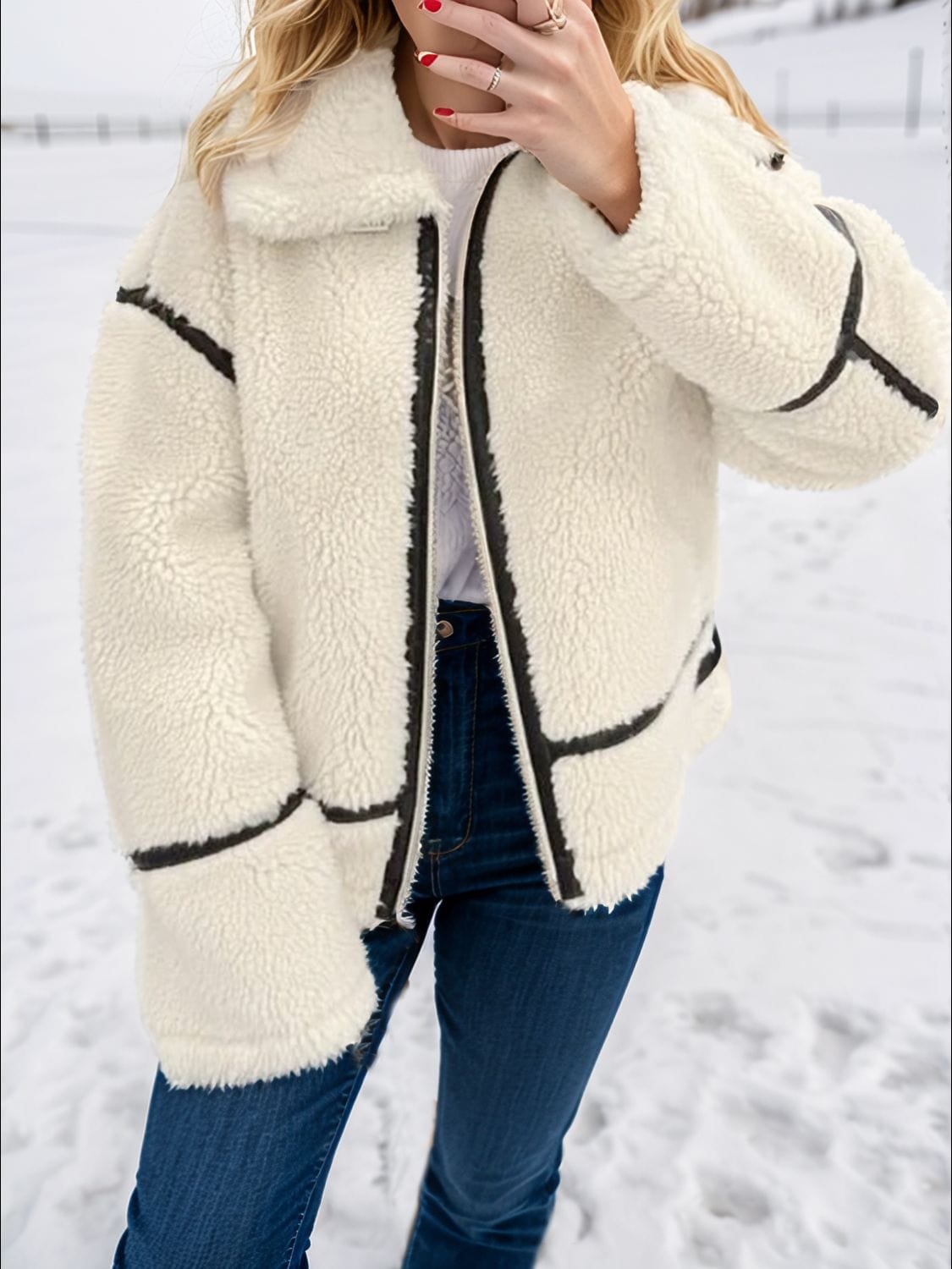 stylub Zip Up Long Sleeve Sherpa Jacket