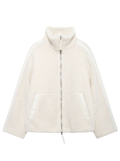 stylub Zip Up Turtleneck Long Sleeve Plush Jacket
