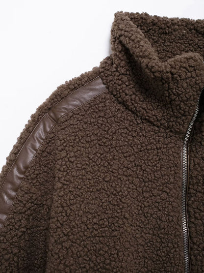 stylub Zip Up Turtleneck Long Sleeve Plush Jacket