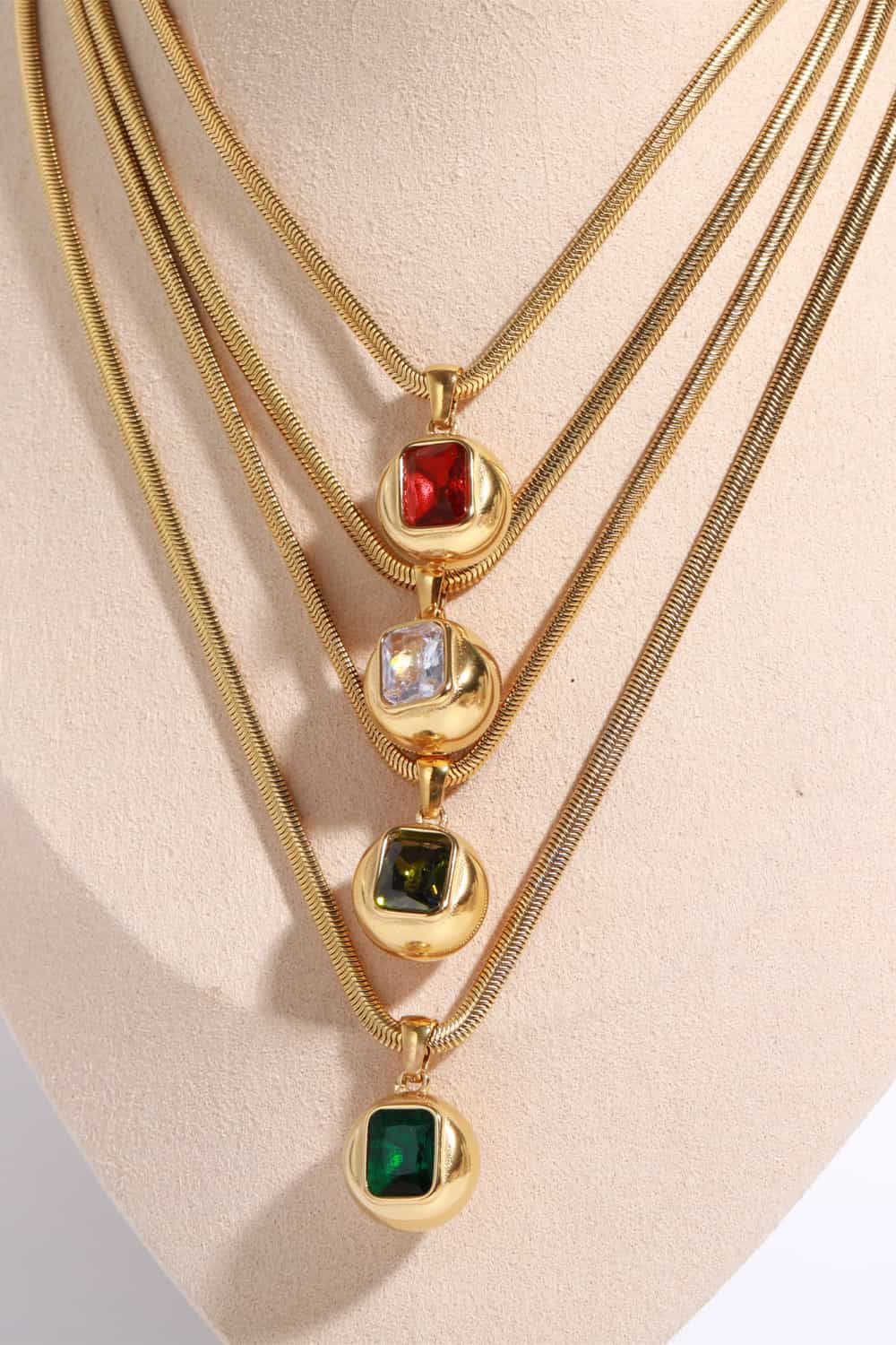 stylub Zircon 18K Gold-Plated Geometrical Shape Pendant Necklace