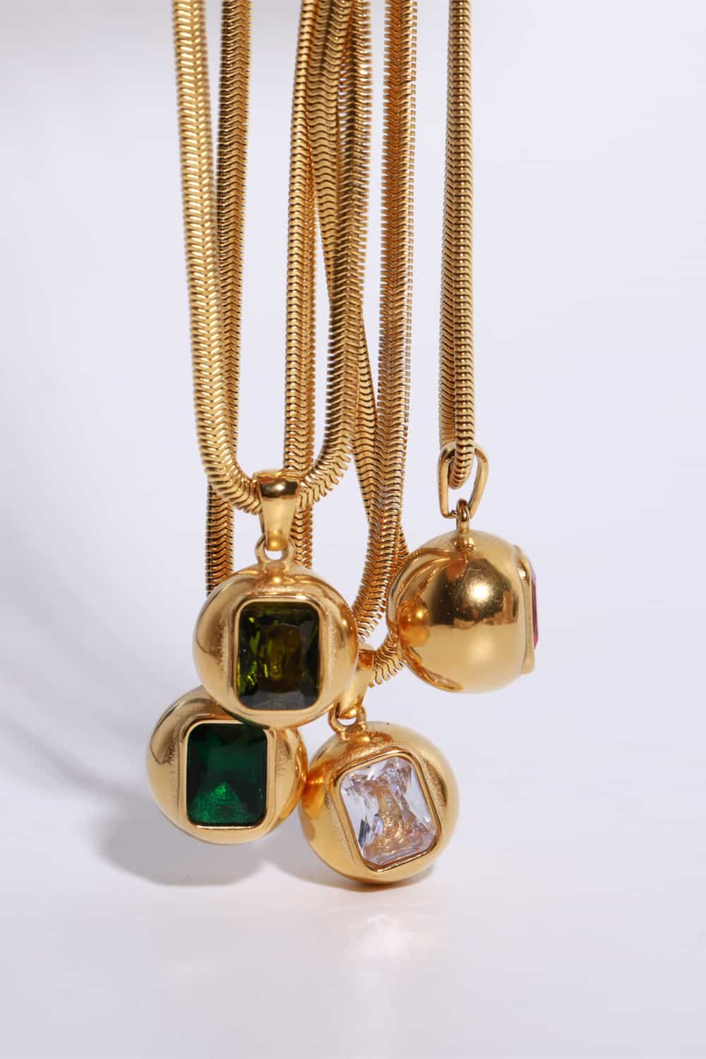 stylub Zircon 18K Gold-Plated Geometrical Shape Pendant Necklace