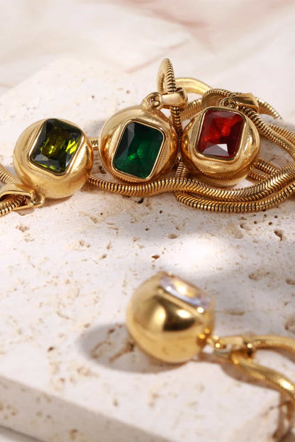 stylub Zircon 18K Gold-Plated Geometrical Shape Pendant Necklace