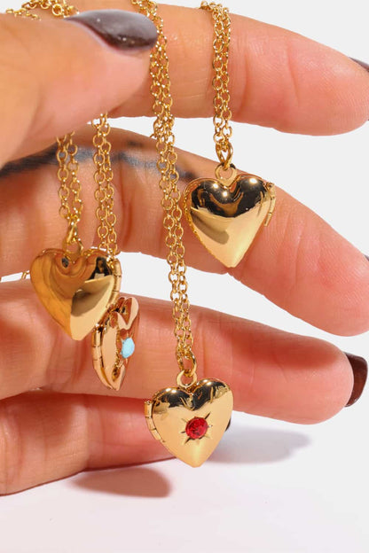 stylub Zircon Heart Shape 14K Gold-Plated Pendant Necklace