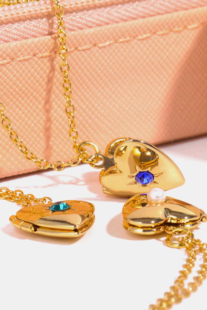 stylub Zircon Heart Shape 14K Gold-Plated Pendant Necklace