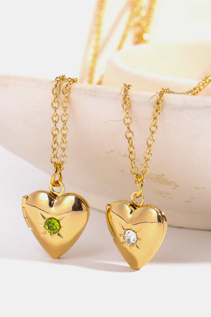 stylub Zircon Heart Shape 14K Gold-Plated Pendant Necklace