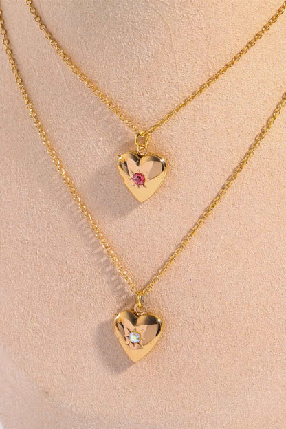 stylub Zircon Heart Shape 14K Gold-Plated Pendant Necklace