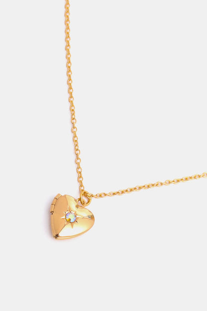 stylub Zircon Heart Shape 14K Gold-Plated Pendant Necklace