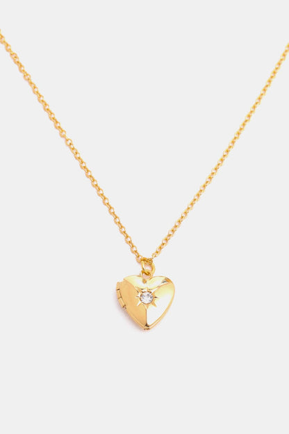 stylub Zircon Heart Shape 14K Gold-Plated Pendant Necklace