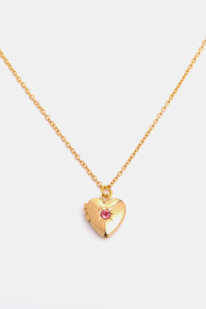 stylub Zircon Heart Shape 14K Gold-Plated Pendant Necklace