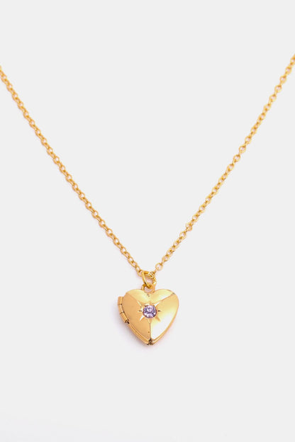 stylub Zircon Heart Shape 14K Gold-Plated Pendant Necklace