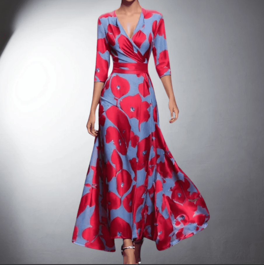 stylub Zoe - Classic Floral V-Neck Maxi Dress