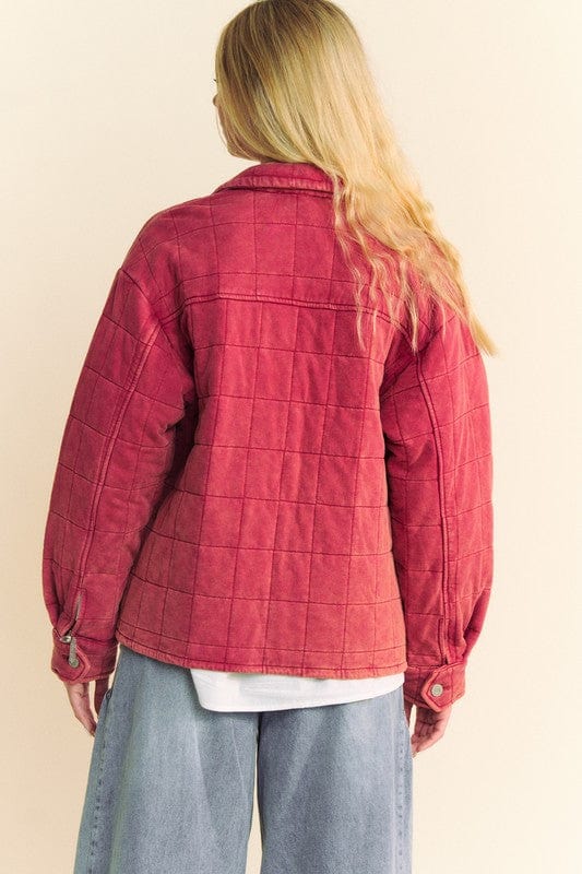 Trendsi Davi & Dani Quilted Button Down Shacket with Chest Pockets