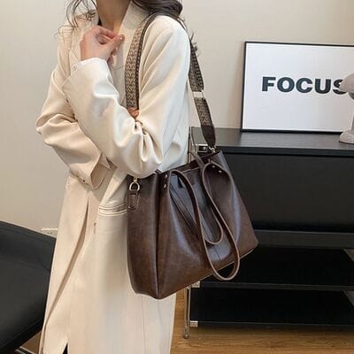 Trendsi PU Leather Large Tote Bag