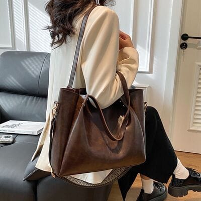 Trendsi PU Leather Large Tote Bag